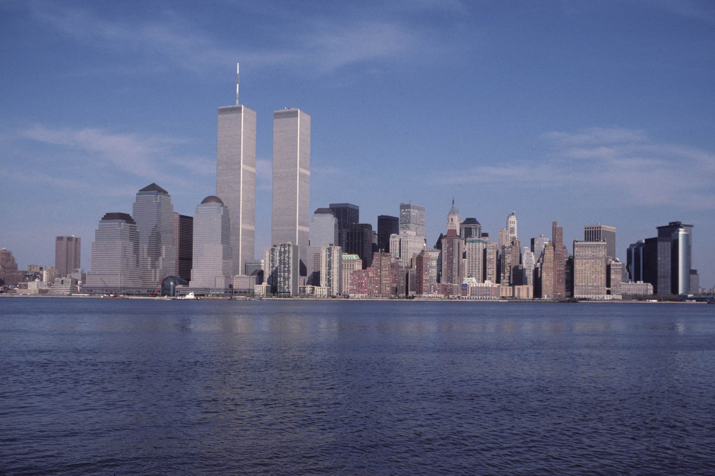7-View of the WTC from Exchange Place, Jersey City, 1989_